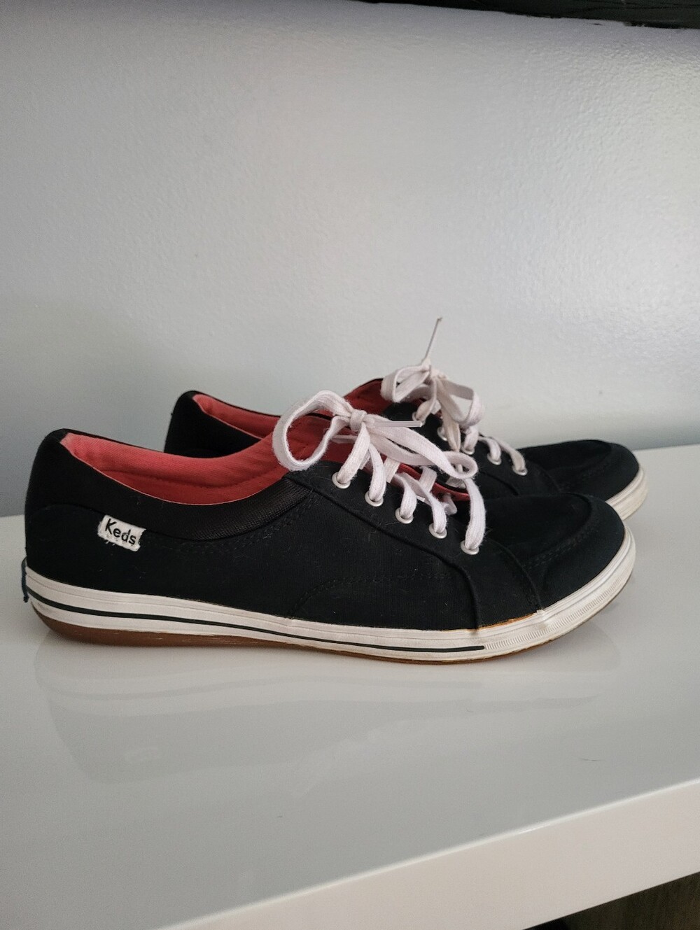 Keds Black Canvas Low-Top Sneakers with Pink Lining